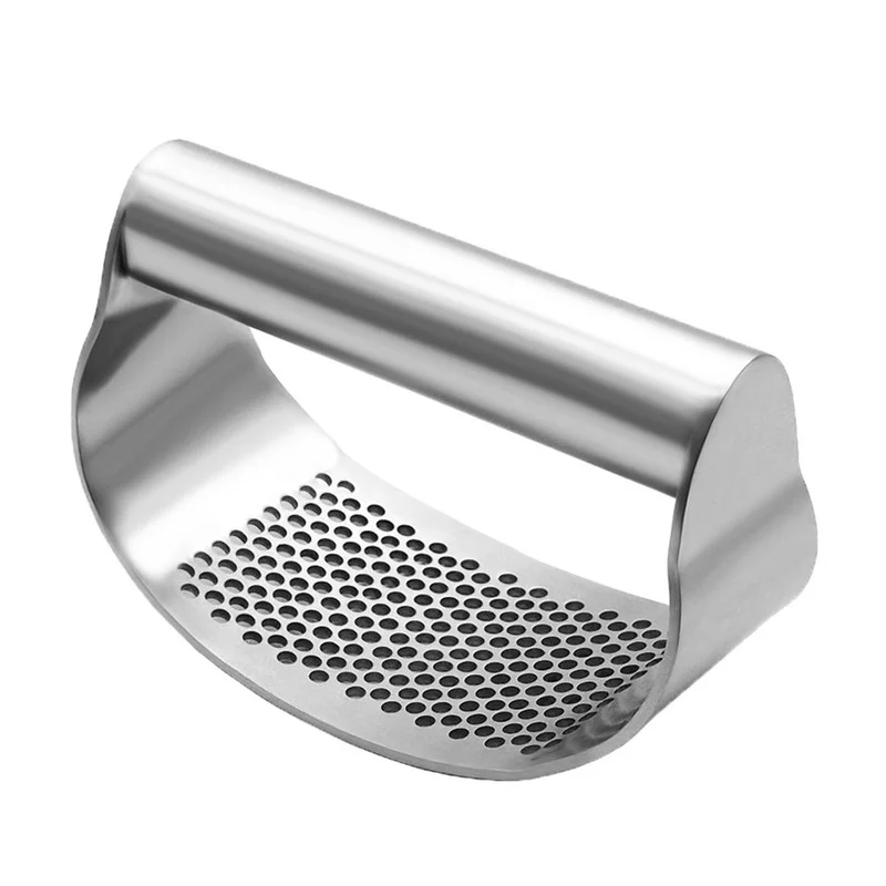 

304 Stainless Steel Manual Garlic Press Curved Garlic Grinding Slicer Chopper Multi-function Cooking Gadgets Knoflookpers Tools