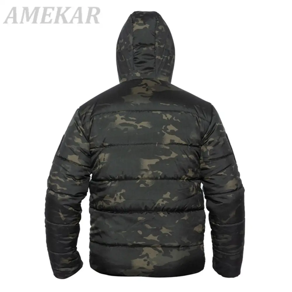 Men's Winter Down Jacket Hooded Cotton Parka Military Camouflage Autumn Warm Thermal Male Winter Light Weight Jacket Cargo Coat