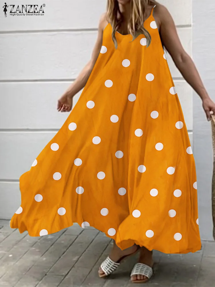 

Casual Holiday Midi Dresses ZANZEA Fashion Sleeveless Midi Robe 2022 Summer Beach Printed A Line Vestido Elegant Dress For Women