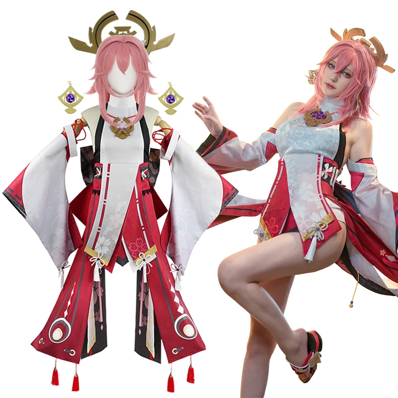 

Genshin Impact Yae Miko Guuji Yae Cosplay Costume Dress Anime Game Genshin Cosplay Halloween Women Party Costumes Outfit Suit