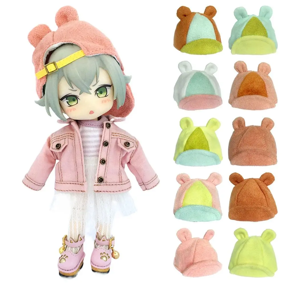 

Модная тканевая шапка 1/12bjd, Одежда для куклы, аксессуары, Мультяшные хлопковые шапки, Повседневная шапка медведя, шапки с ушками животных, ку...