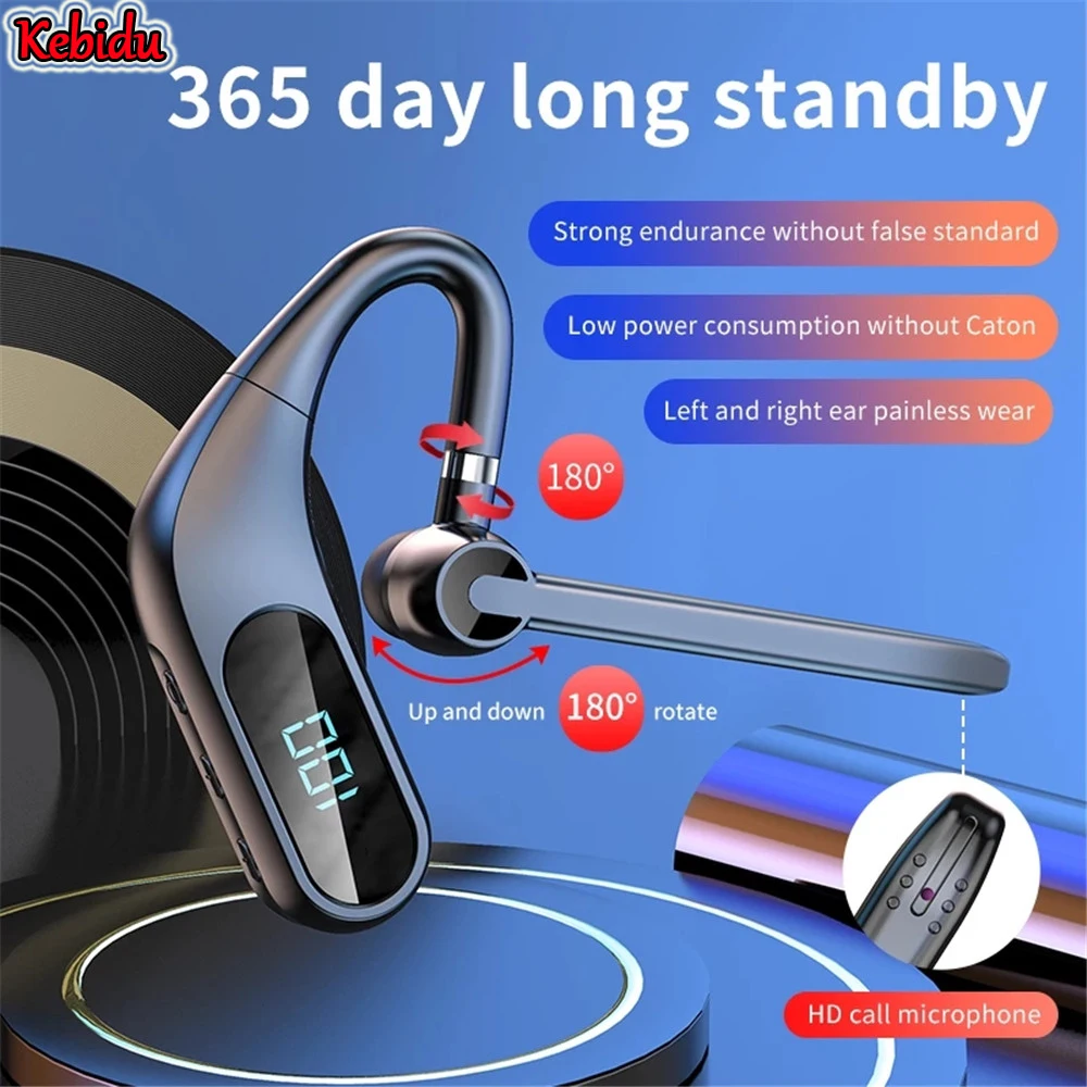 

KJ12 Ear-mounted Wireless Bluetooth Headset Digital Display Noise-cancelling Music Game Headset IPX5 Waterproof Sports Headset