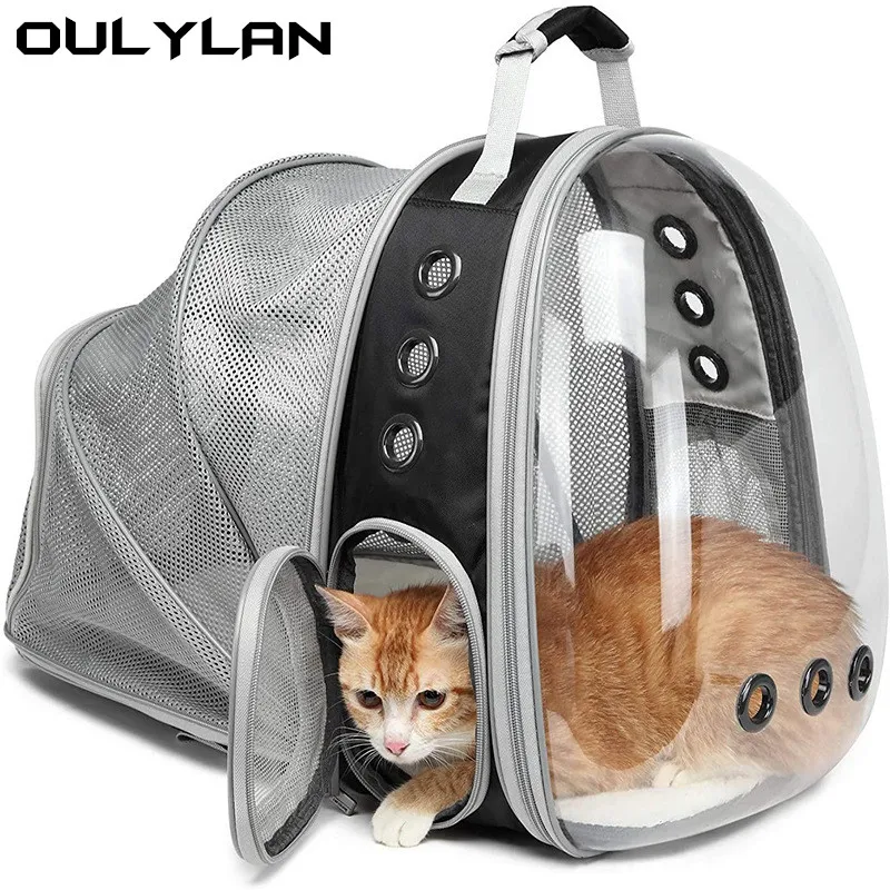 

Переносная сумка для домашних животных Oulylan, Воздухопроницаемый портативный прозрачный рюкзак для кошек, вместительная сумка-капсула для домашних животных