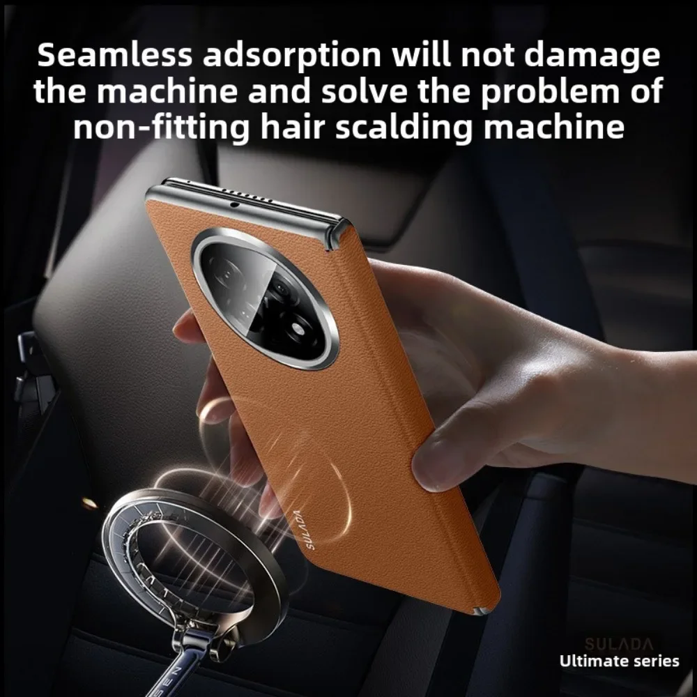 Матовый кожаный чехол для OPPO Find N5 Magsafe складной шарнир встроенный магнитный