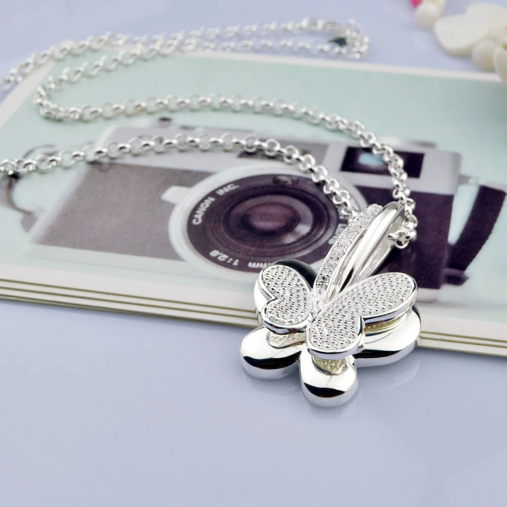 Женское ожерелье из серебра 925 пробы с подвеской-бабочкой