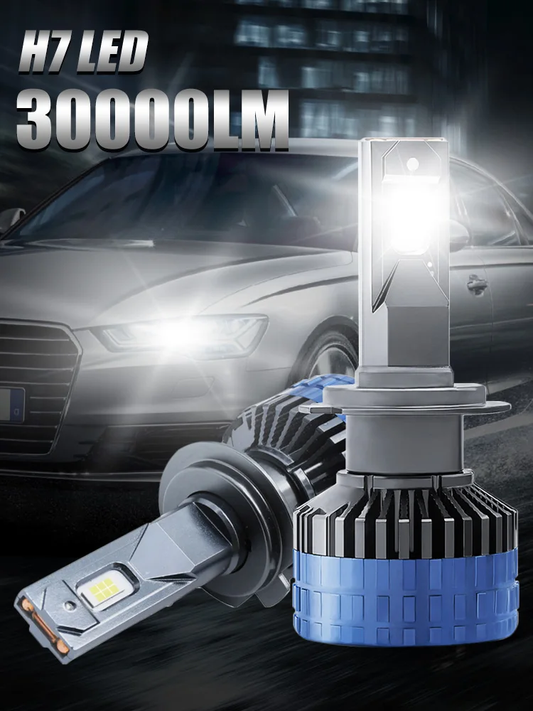 

2Pcs Car H4 H7 LED Headlight Bulb H1 9005 9006 H11 LED Bulb 200W 30000LM Double Copper Tube High Power Headlight 6500K White