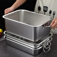 thicken stainless steel square cake bread basin deep plate fruit food storage tray handleloaf pans kitchen baking dish cake