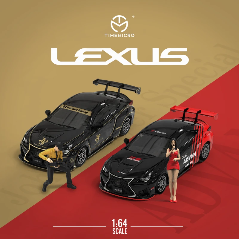 

Time Micro 1:64 Model Car Lexus RCF JPS Alloy Die-cast Vehicle - Black Gold and Advan Versions