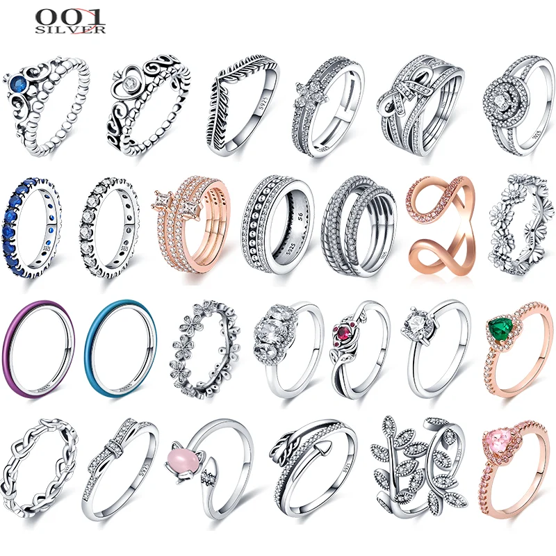 

Hot Sale charms plata de ley 925 Rings For Women Blue Zircon Sparkle Crown Ring Making Jewelry Gift Party Engagement