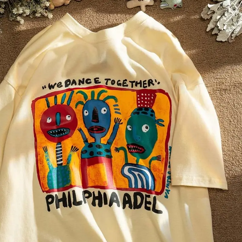 

Футболка женская свободного покроя с коротким рукавом, из натурального хлопка