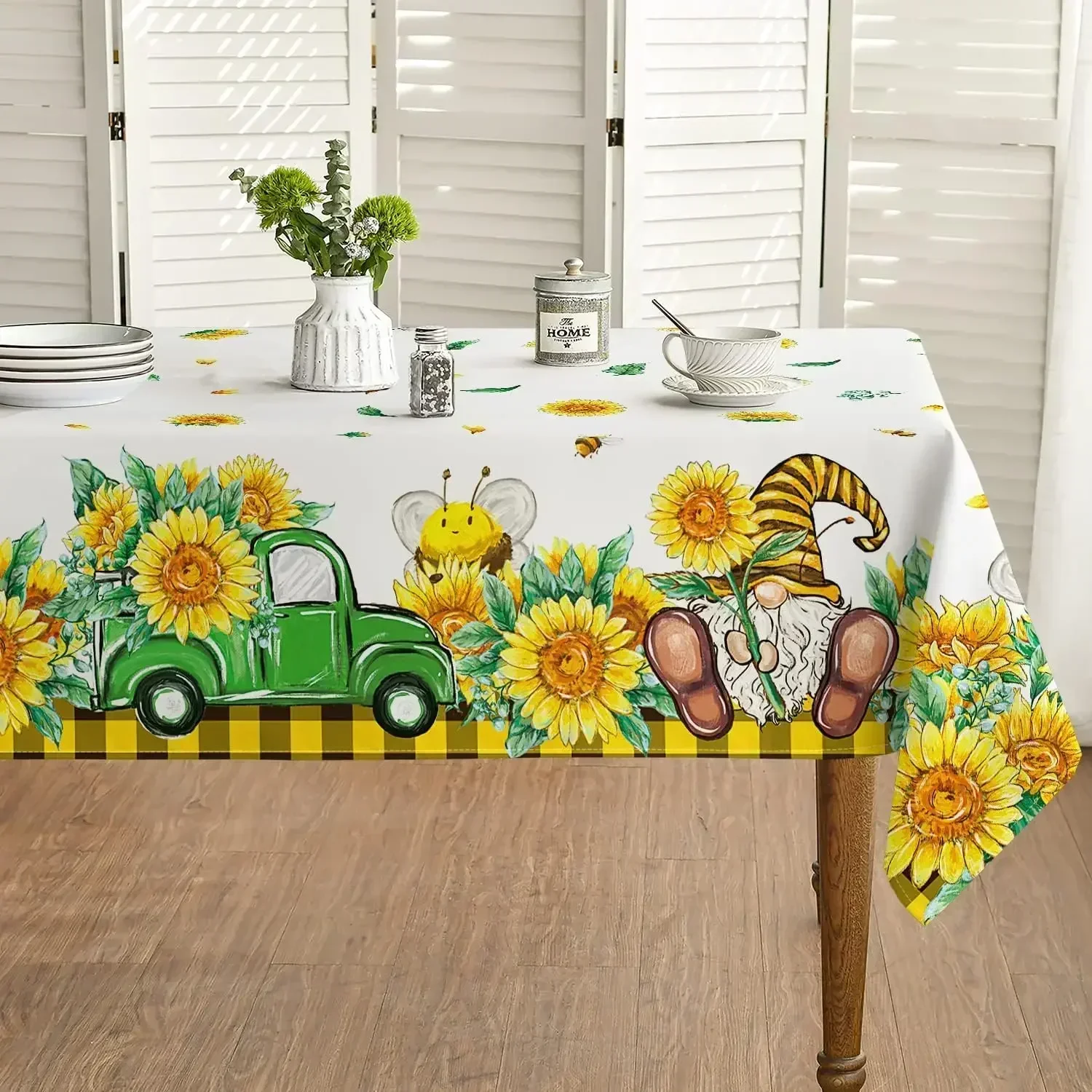 Nappe Rectangulaire Gnome Tournesol Camion Kitchen Anti-Poussière Café Multifonctionnel ixDe Vacations Accessoires De Mari