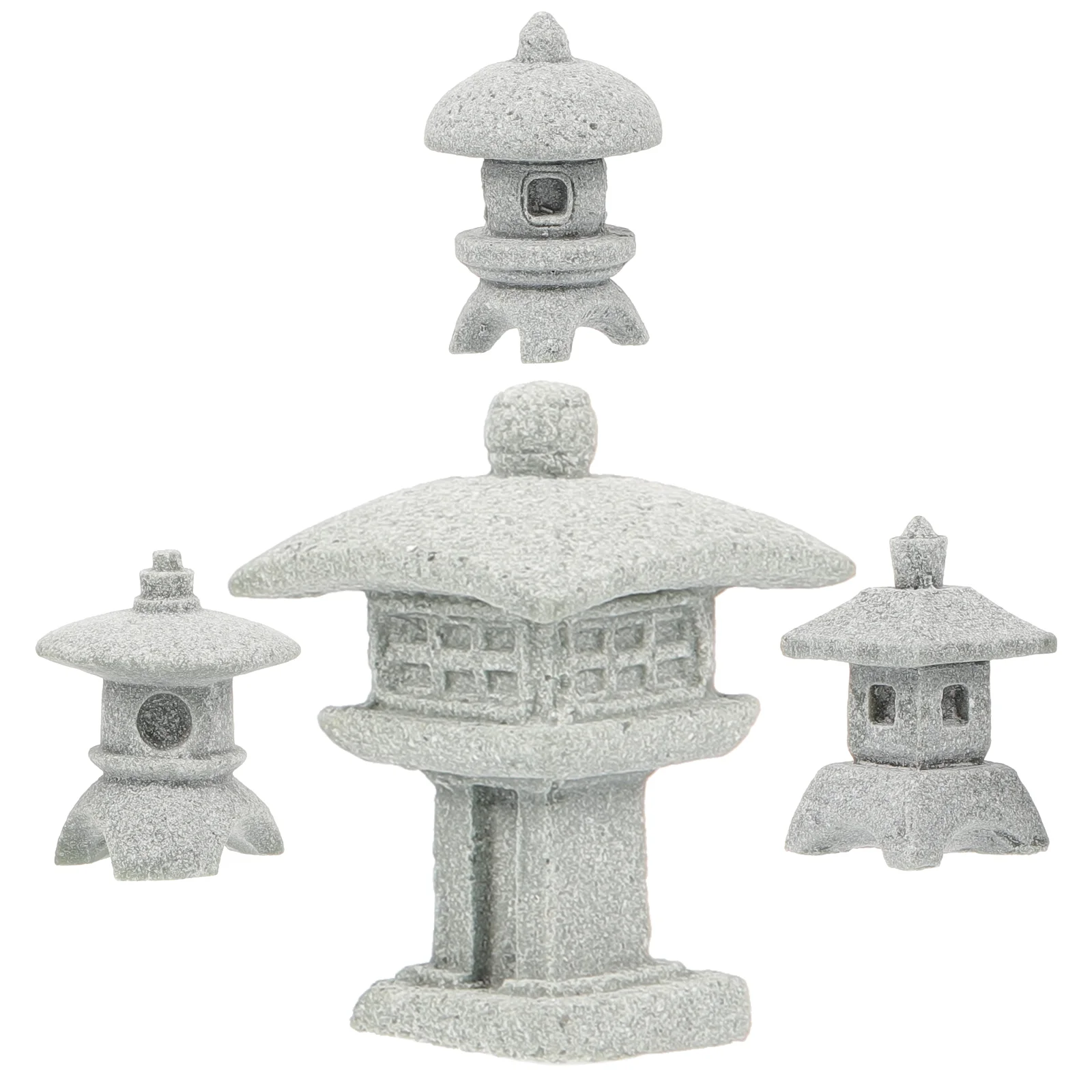 

4 Pcs Garden Pavilion Model Mini Pagoda Light Fish Tank Decorationations Stone Miniature Sandstone Tiny Table Top