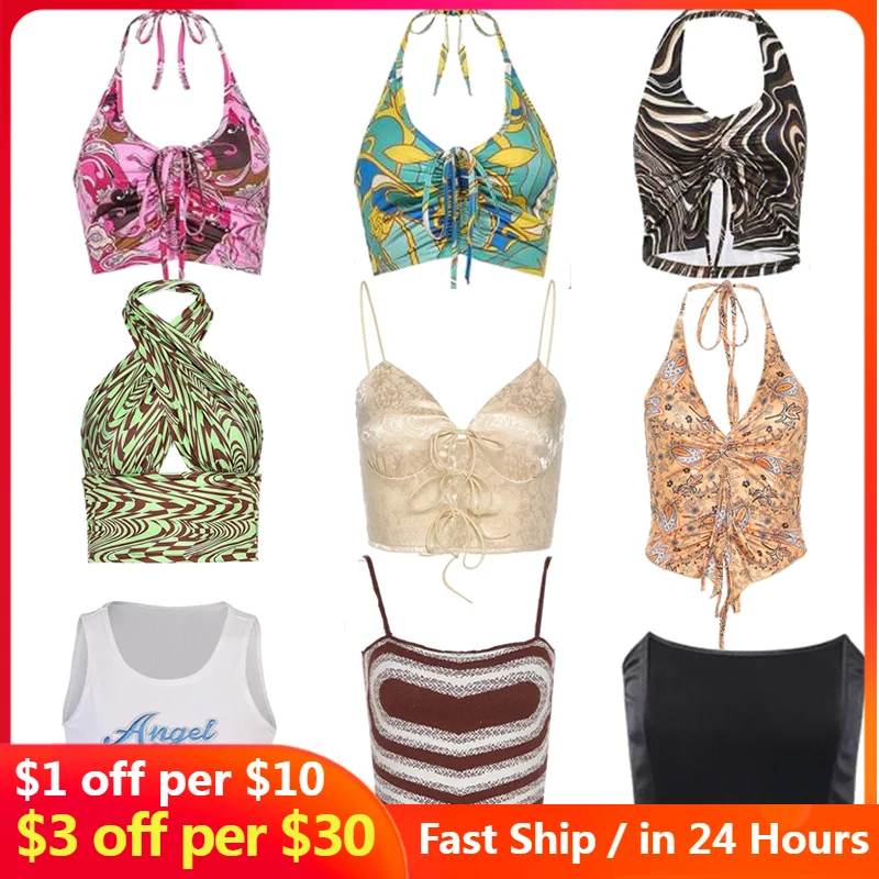 Женская майка-бюстье YK2 летняя Эстетическая блузка без рукавов 2021 | одежда