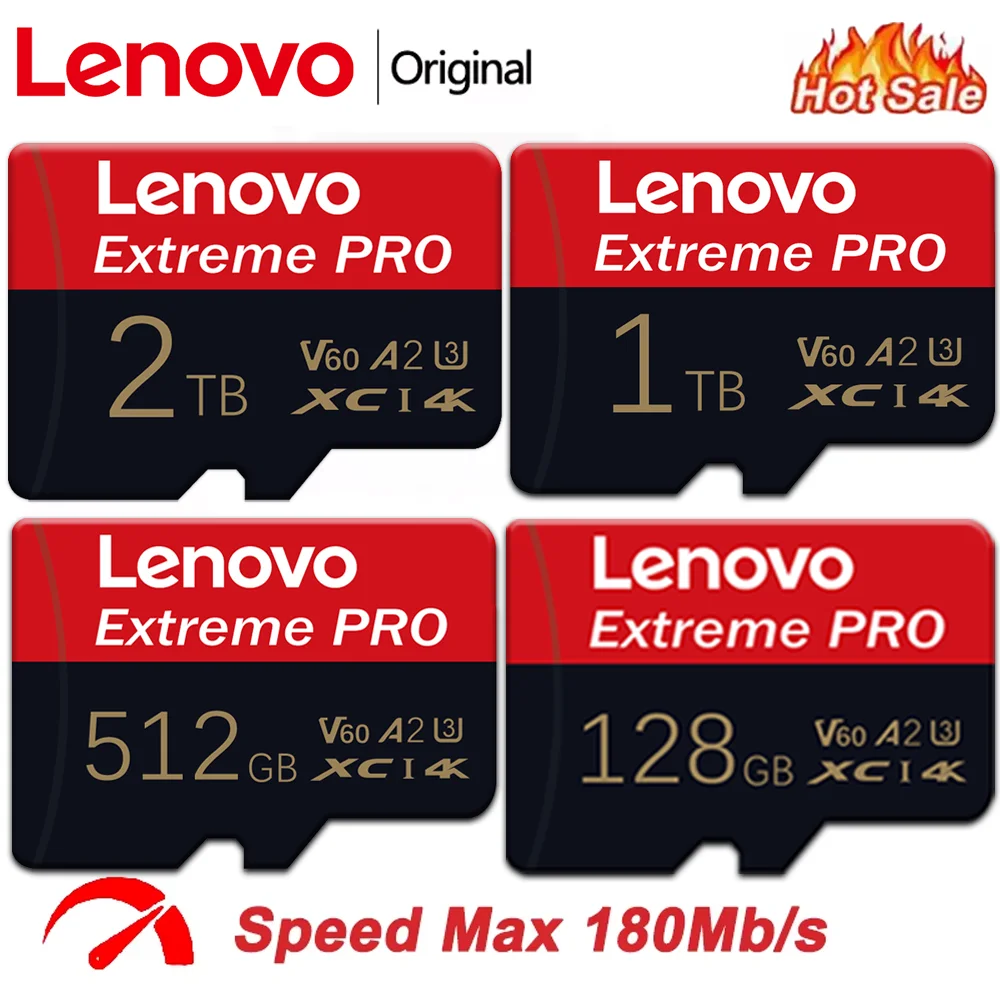 Фото Lenovo 2TB 1TB 512GB V60 MicroSDXC 200MB/s Скорость записи видео 8K, совместимая с Nintendo Switch/Android — пожизненная гарантия №1