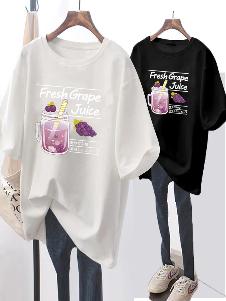 Женская футболка с коротким рукавом и принтом летняя свободная большого размера