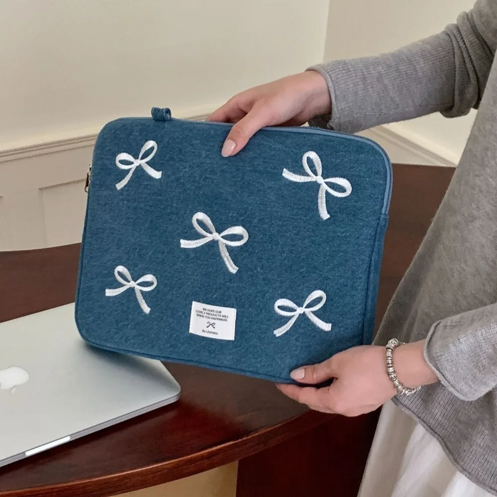 Деловые портфели с мытым джинсовым бантом вышитая папка для файлов сумка