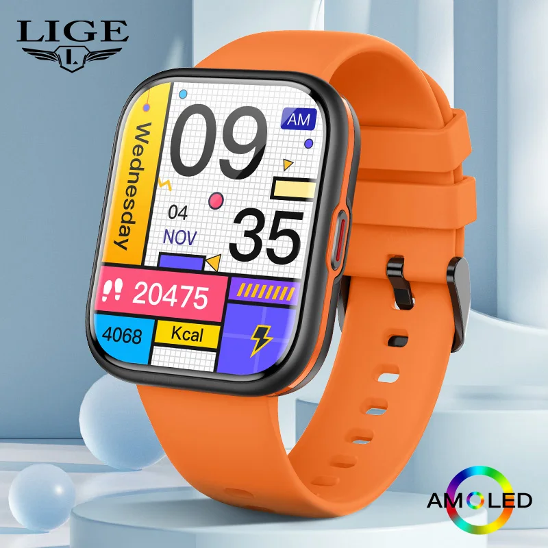 

LIGE New Women Bluetooth Call Smart Watch Heart Rate Blood Pressure Monitoring Smartwatches IP68 Waterproof Men Smartwatch+Box