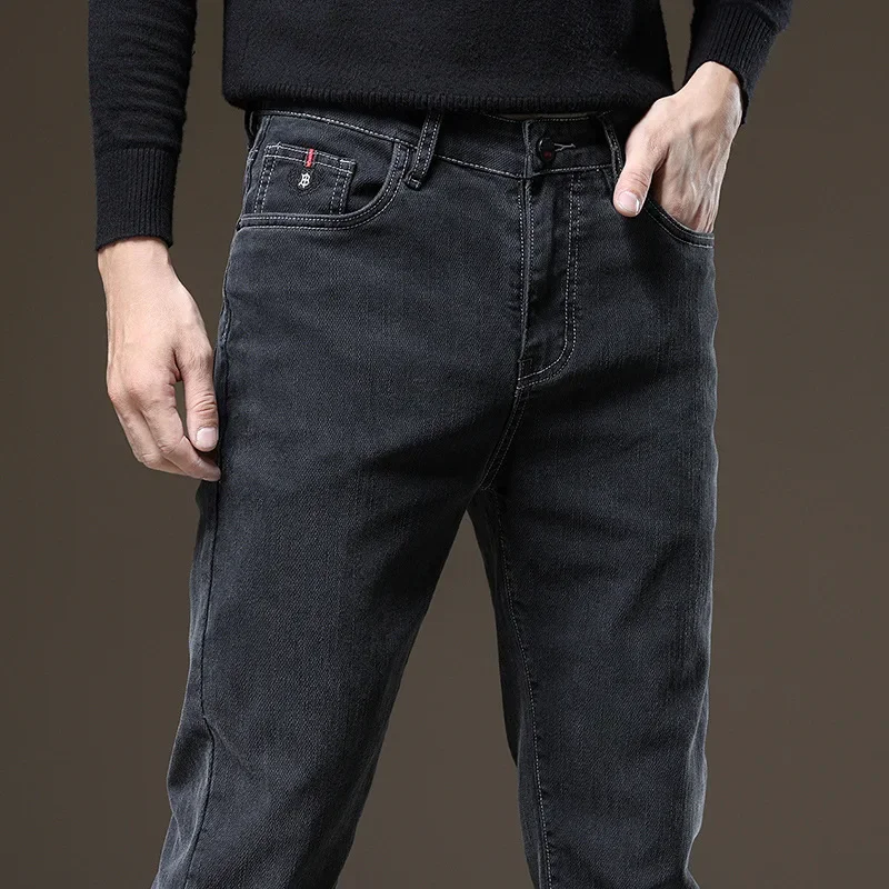 Новинка 2023 мужские джинсы свободные прямые повседневные брюки черный цвет