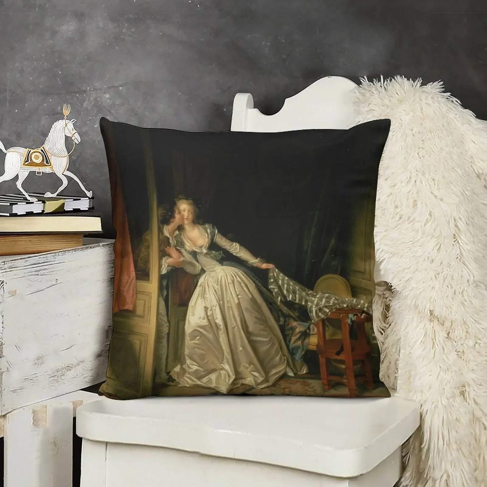 The Stolen Kiss - Jean-Honoré Fragonard Декоративная подушка Предметы для украшения комнаты