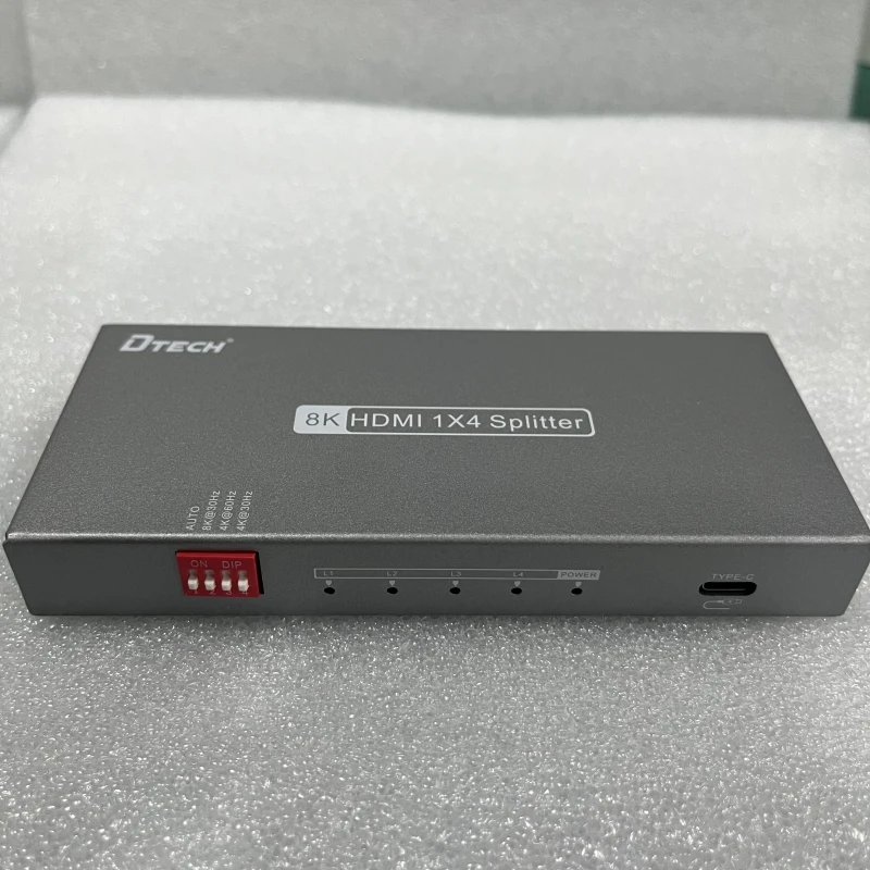 Фото DTECH DT-7814(GS) 4-портовый AV-аудио-видео разветвитель HDMI 1x4 8K HDMI2.1 Видеоразветвители 1 в 4 выхода HDCP 2,3 с Edid №2
