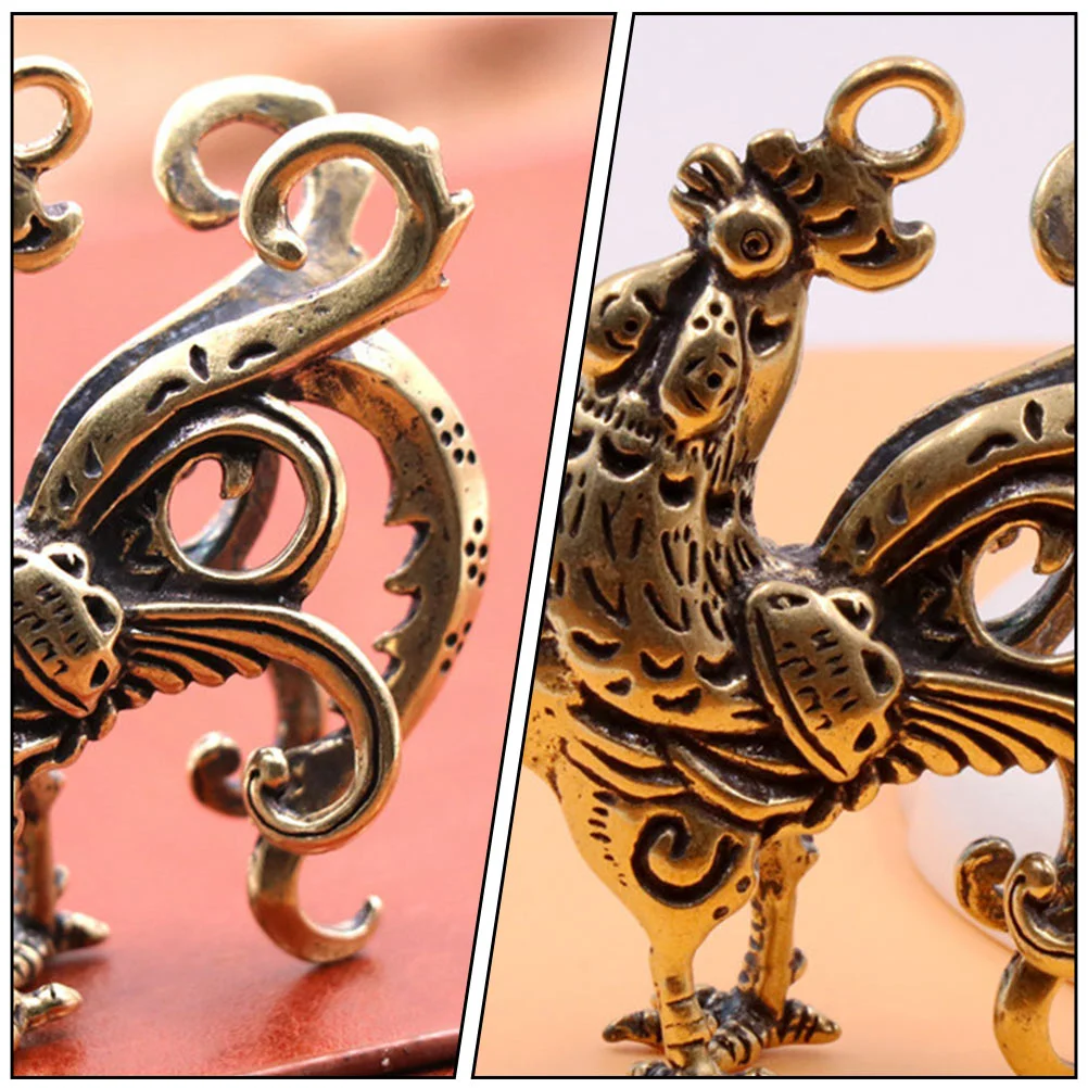 Винтажные латунные брелоки с петухом подвеска коллекция подарок брелок курицей