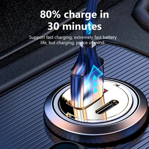 Автомобильное зарядное устройство 120 Вт USB C Сверхбыстрая зарядка PD QC3.0 Pull Ring Type C USB Автомобильное зарядное устройство для телефона Адаптер для Huawei Xiaomi Iphone