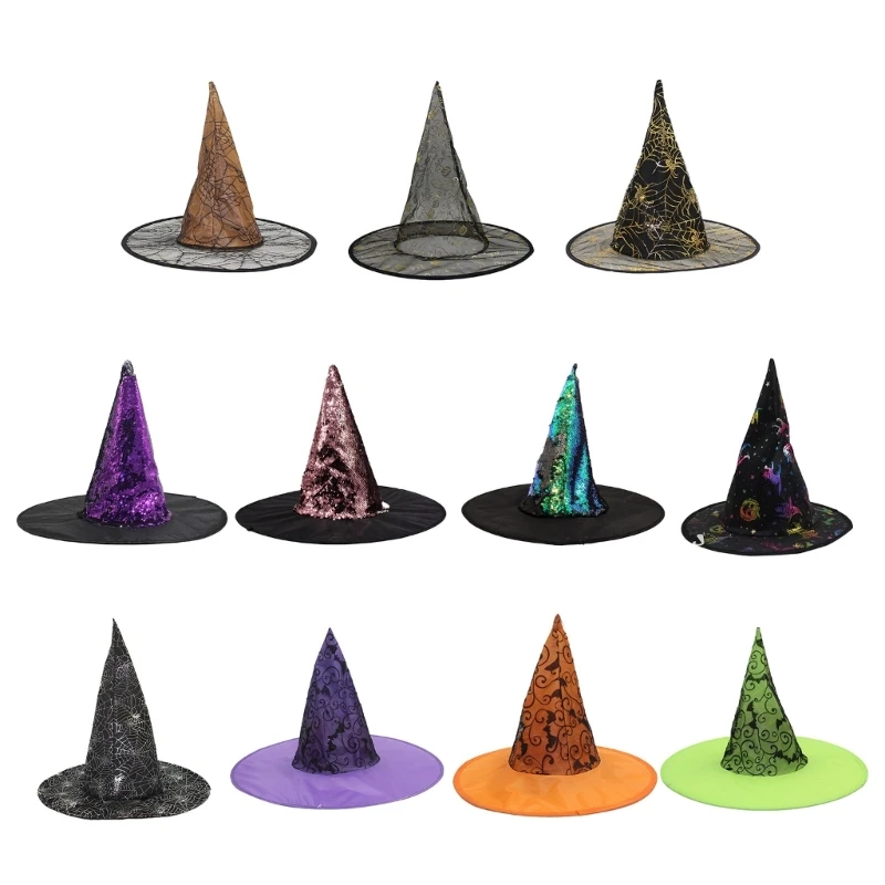 

Хэллоуин ведьма шляпа нежные блестки ведьма шляпы для маскарада Cobweb костюм для косплея Для Взрослых аксессуар