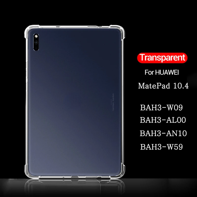 

Silicone Case For Huawei MatePad 10.4 BAH3-W09 / AL00 /W59 Transparent Rubber Flexible Bumper + Tempered Glass