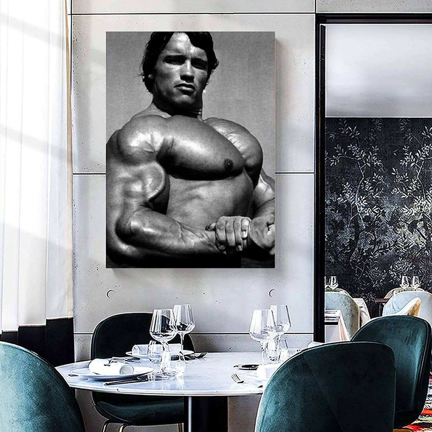 Постер Бодибилдинг Шварценеггер плакат декоративной живописи картины на холсте