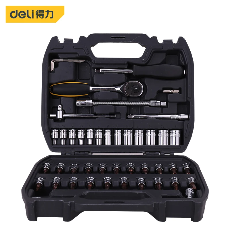 

46Pcs 6.3mm Socket Wrench Set Sleeve Ratchet Wrench Portable Combination Hand Tools Set Automotive Machinery Repair Tool Box