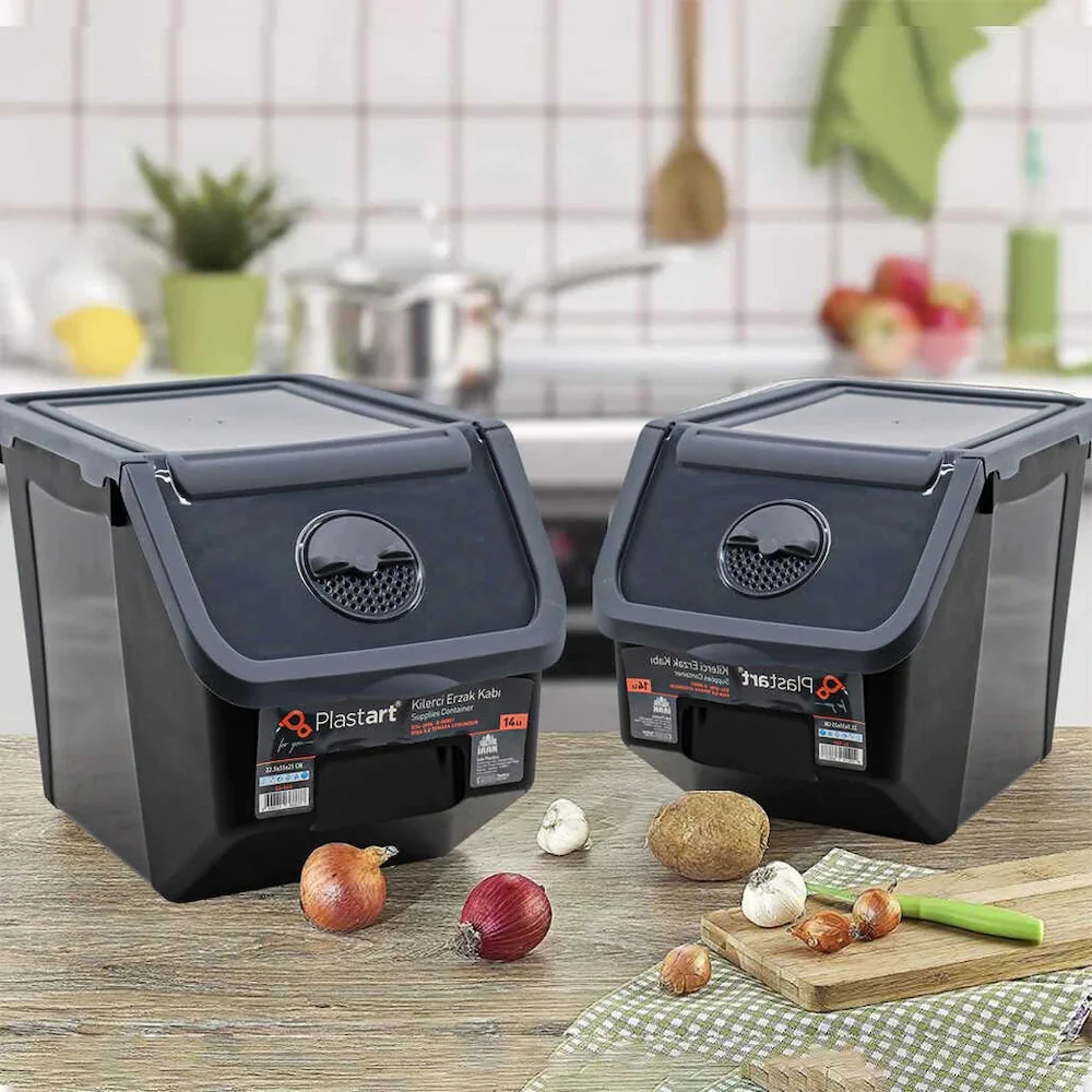 

Hobby Life Coral 14 Liter 2 li Onion Potato Storage Box Gray-Black