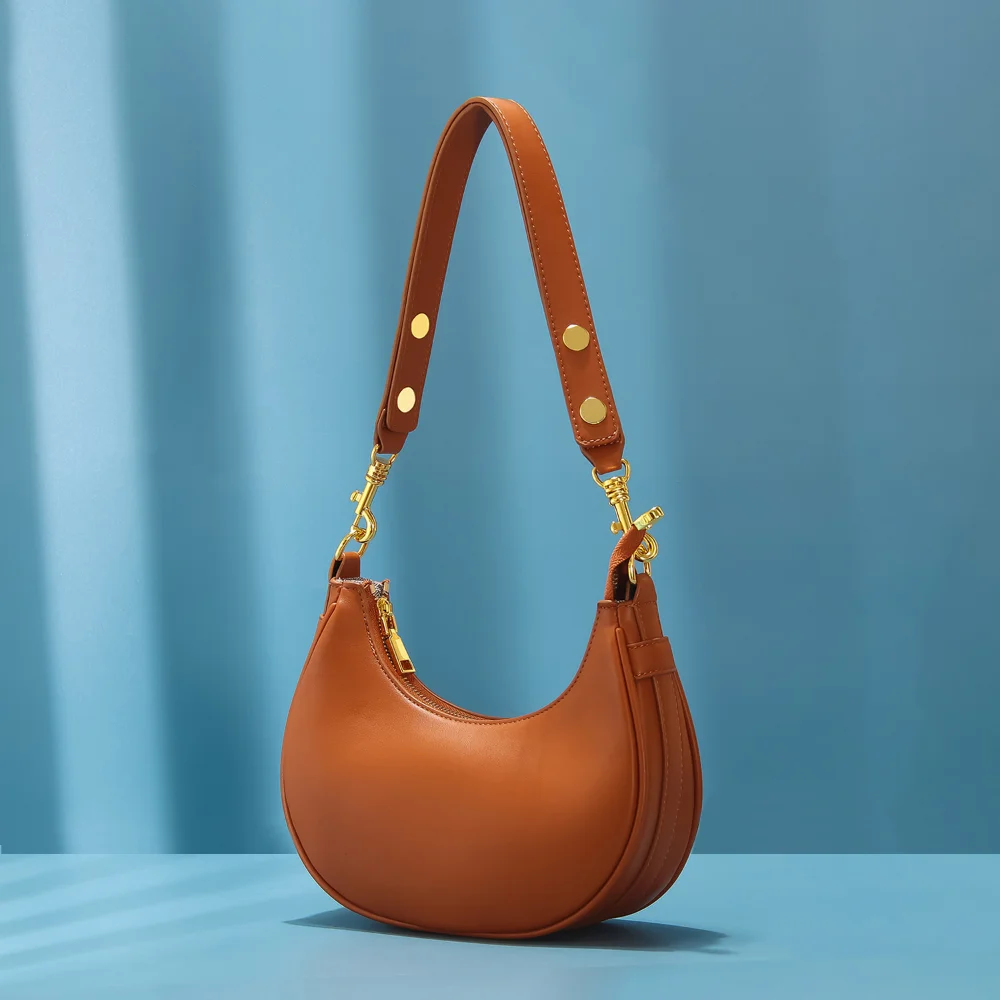 Women's One Shoulder Bag Handbag Half Moon Bag Underarm Premium Saddle Bag