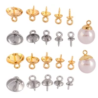 30pcslot stainless steel metal tone screw eyes bails top drilled beads end caps pendant charm diy jewelry making accessories
