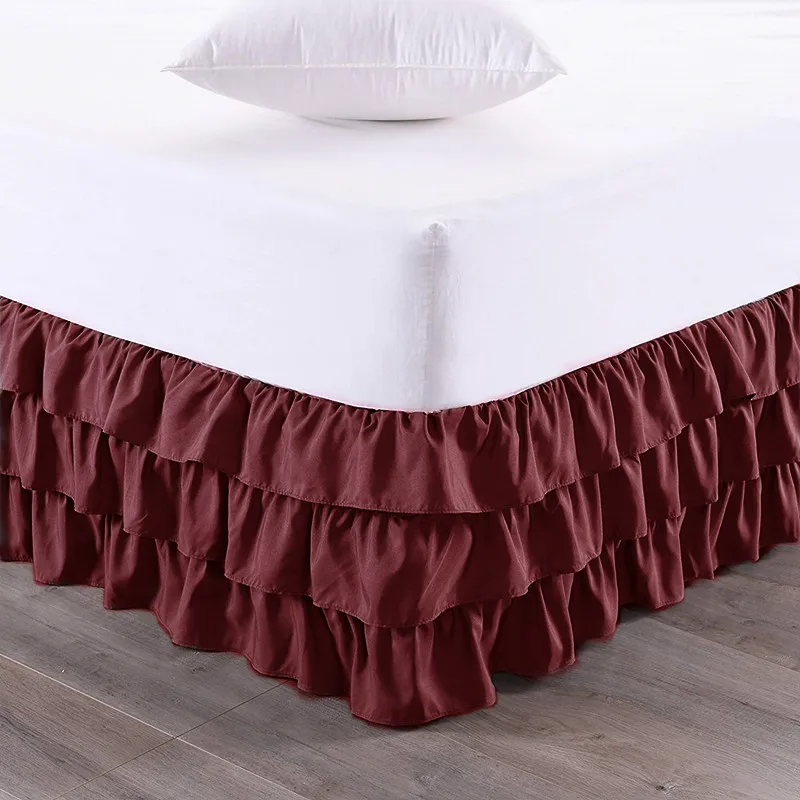 Трехслойная юбка в стиле водопада эластичная облегающая кровати с оборками