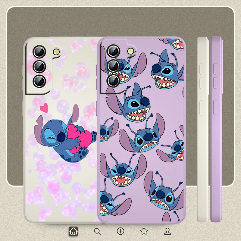 

Lilo Stitch Cute Cartoon Case For Samsung Galaxy S22 S21 S20 S10 Note 20 10 Ultra Plus Pro FE Lite Liquid Rope Phone Cover Core