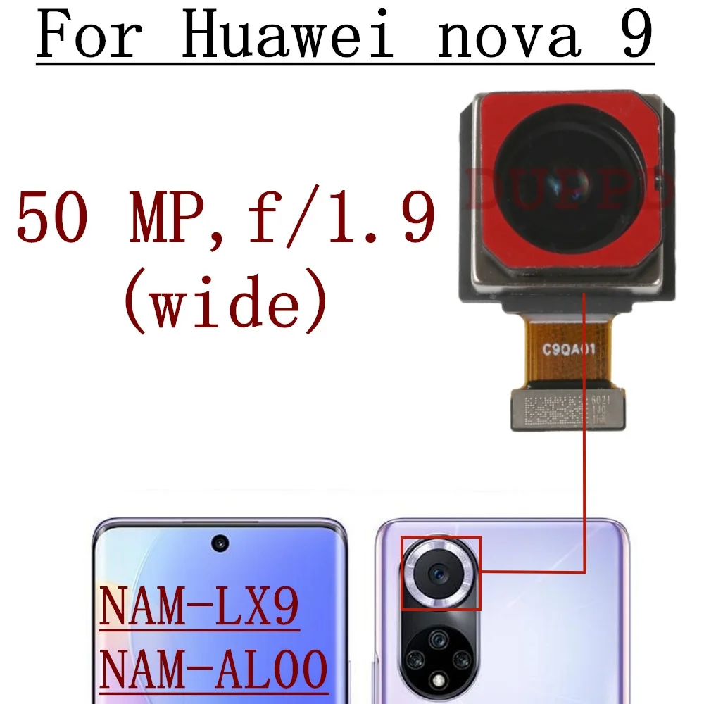 Фото Передняя и задняя камеры для Huawei Nova 9 Nova9 AL00, LX9. Оригинальный модуль фронтальной камеры для селфи и основной задней камеры с гибким кабелем. №2