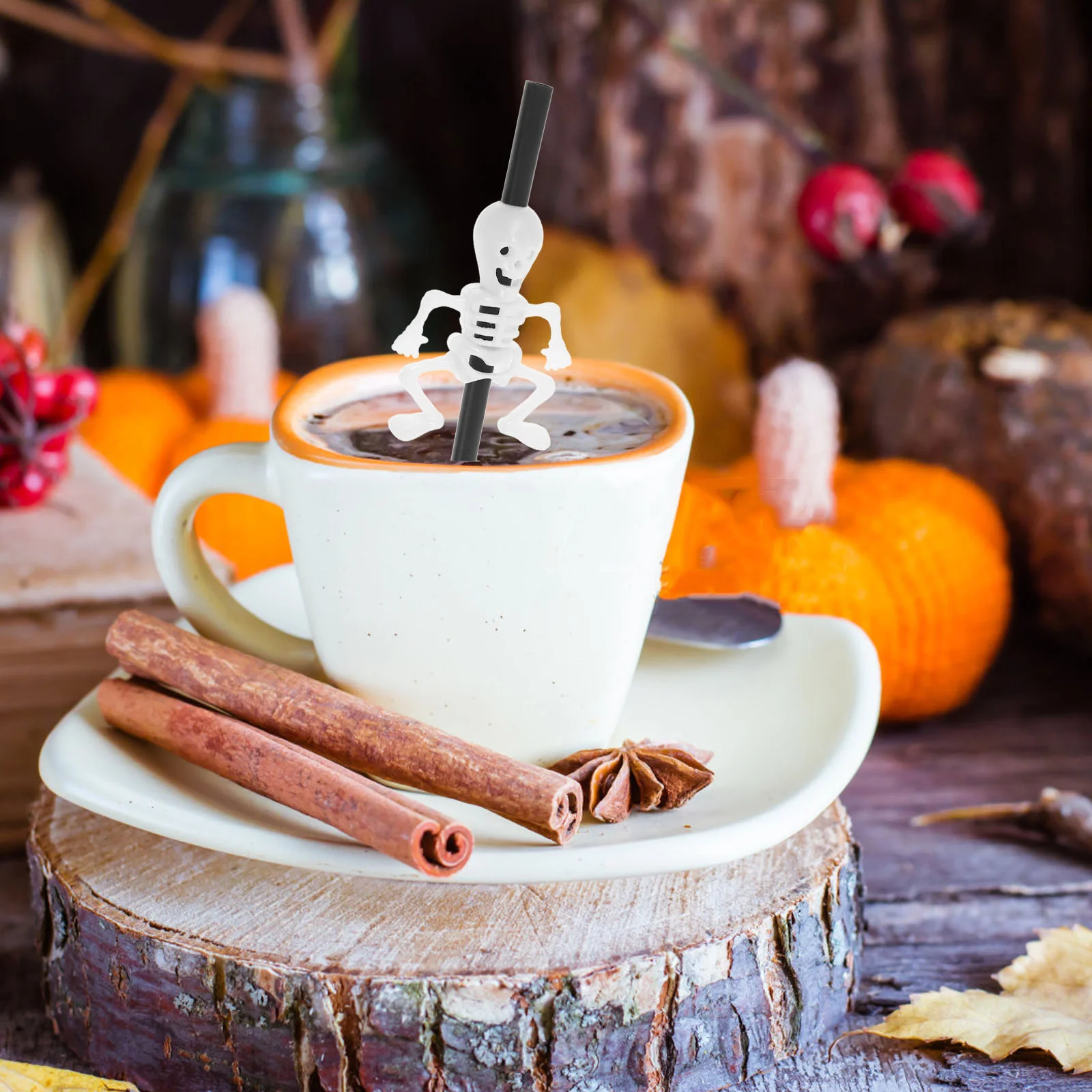 10 шт. прямые соломинки нежный белый дизайн черепа декор стола соломинка для питья