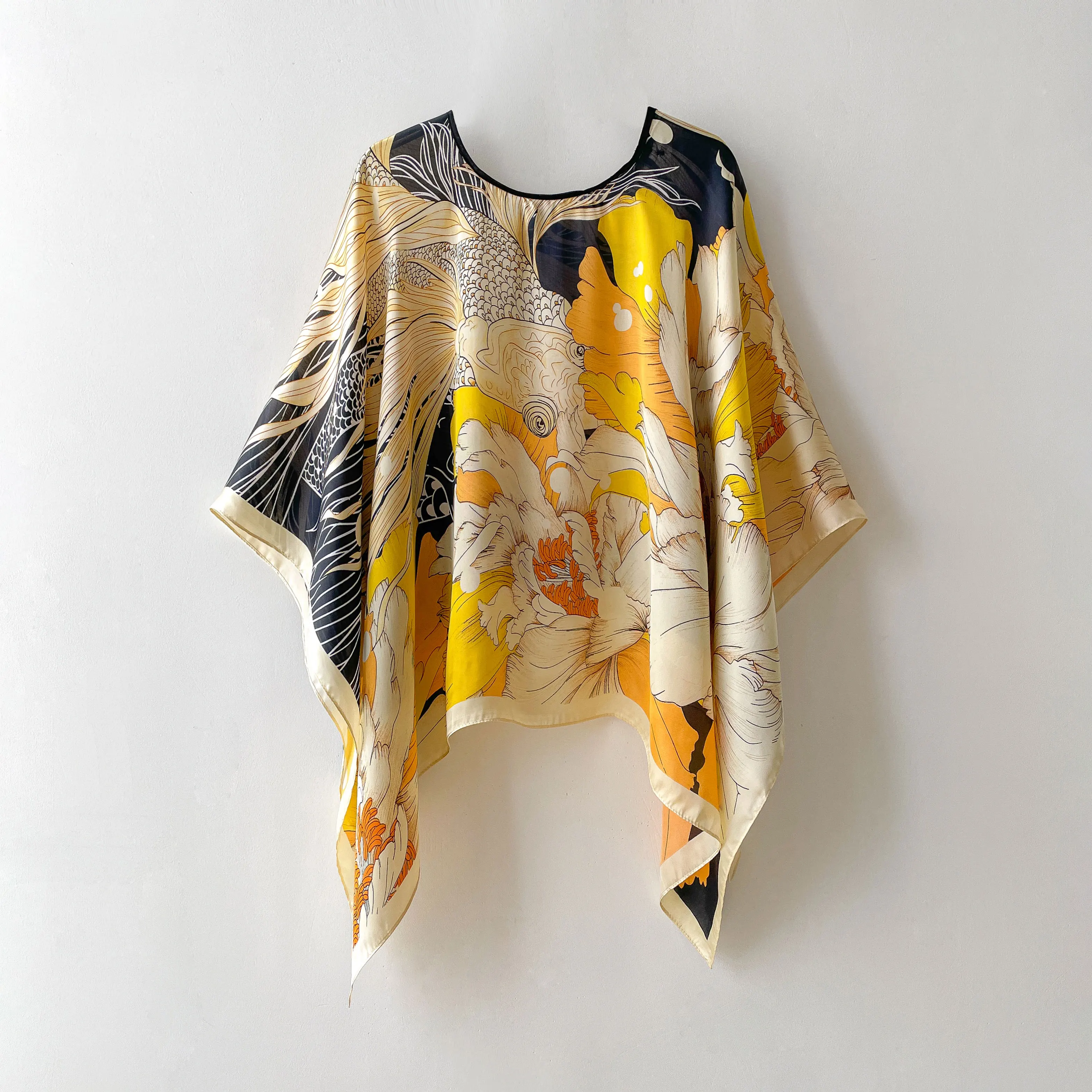 2024 Новый Шелковый шарф 110x110 см роскошный брендовый дизайнерский пуловер с