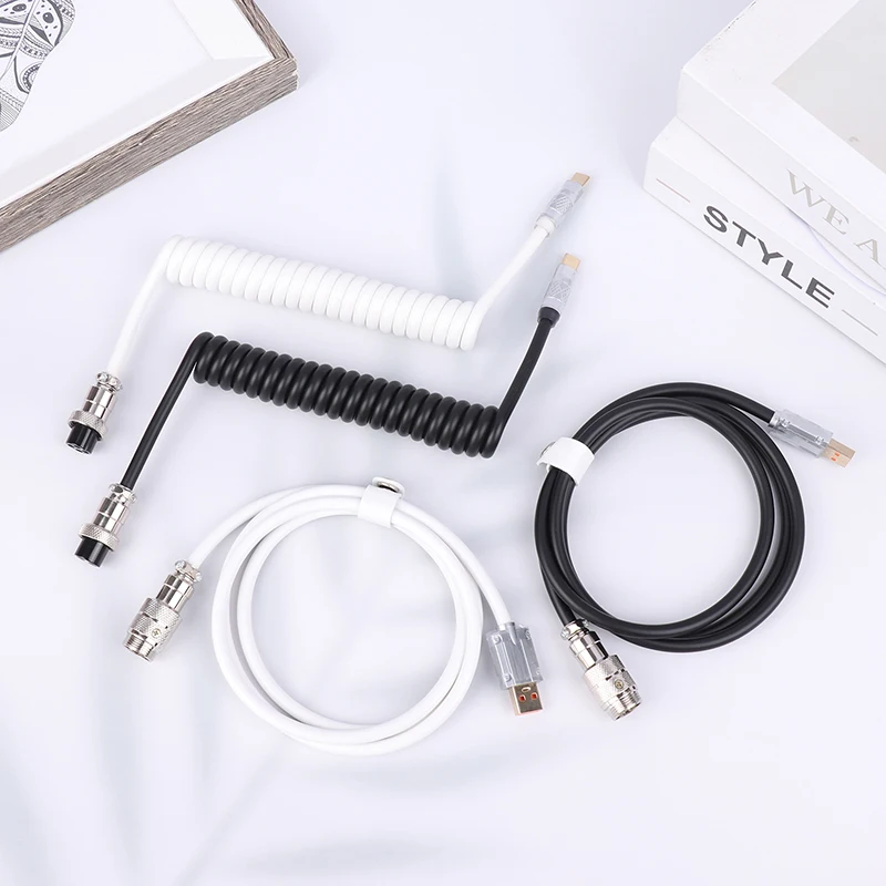 

1 шт., спиральный USB-кабель для клавиатуры из ПУ кожи