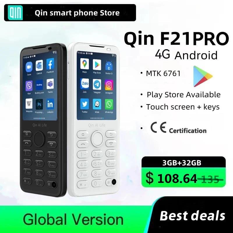 Ceny Google Sklep Google Play Nowy Qin F21 Pro Inteligentny Ekran Dotykowy Telefon 2.8 Cal 3GB + 32GB / 4GB 64GB Bluetooth 5.0