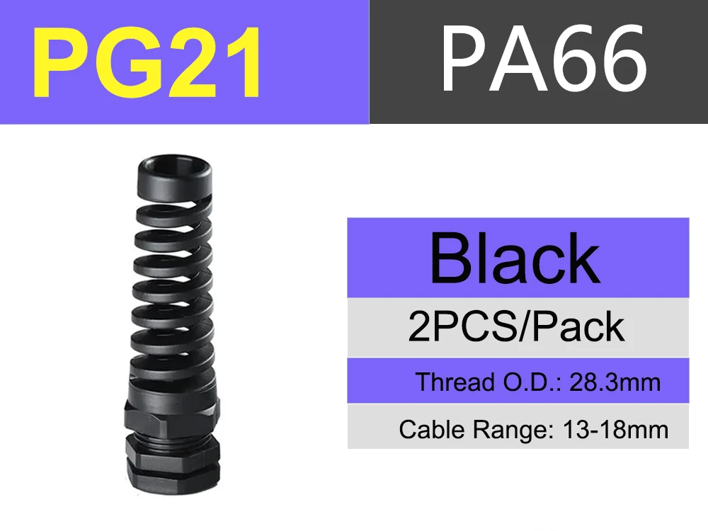 

Рельефы натяжения Кабельная ручка Гибкая нейлоновая пружинная резьба PG9 PG13.5 PG16 Разъемы кабельных вводов Фитинг Водонепроницаемый