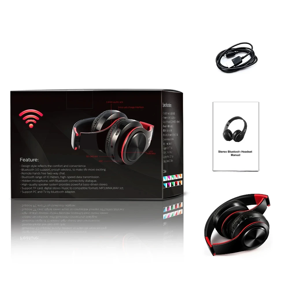 Original Hi-fi stereo headset Bluetooth headset Music headset FM and support SD card with microphone mobile Xiaomi Iphone tablet enlarge