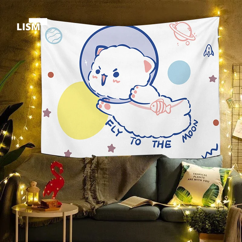 

Kawaii Tapestry Wall Hanging Blanket Child Girl Room Decor Cute Aesthetic Art Trendy Bedroom Mural Home Decoration Accessories