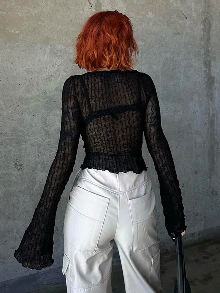 Готические сексуальные блузки на шнуровке в стиле гранж Y2k Fairycore футболки с