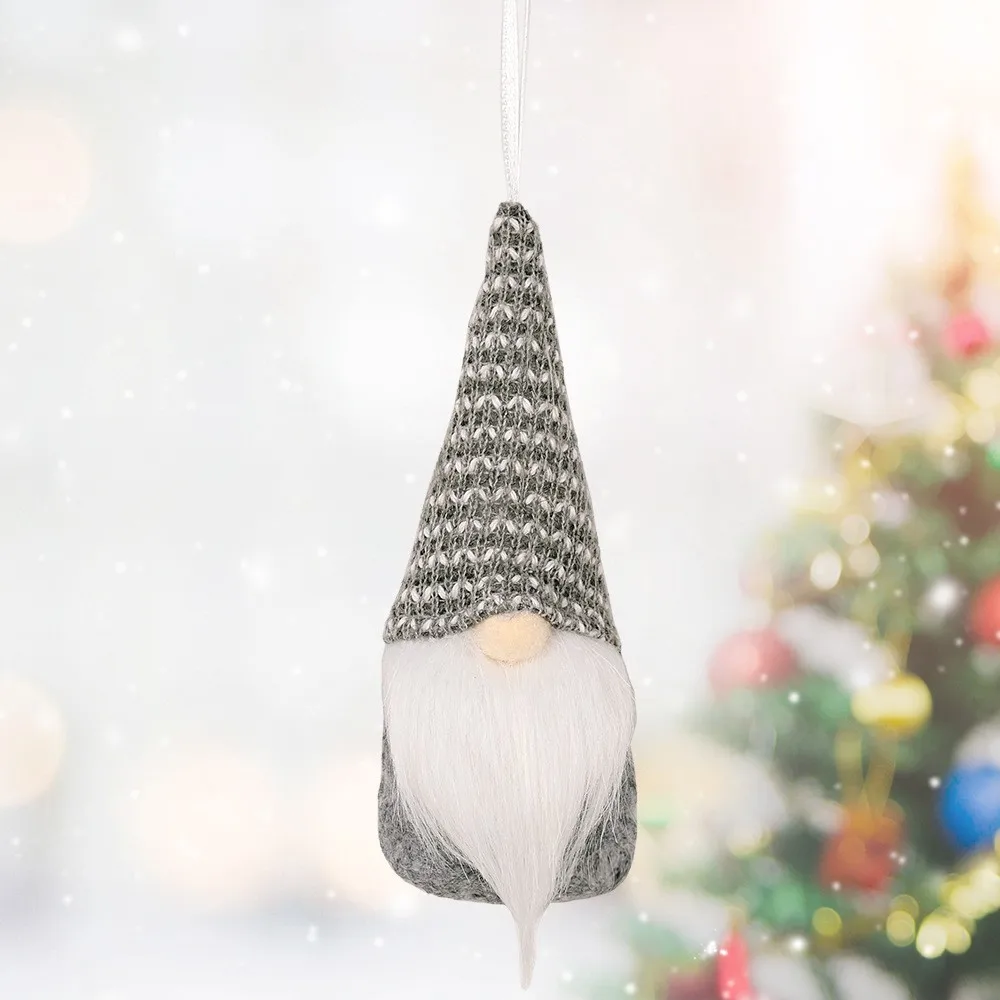 Christmas Gnome Elf Doll Xmas Tree Hanging Decoration Knitted Woolen 2024 Halloween New Year Home Decor Navidad