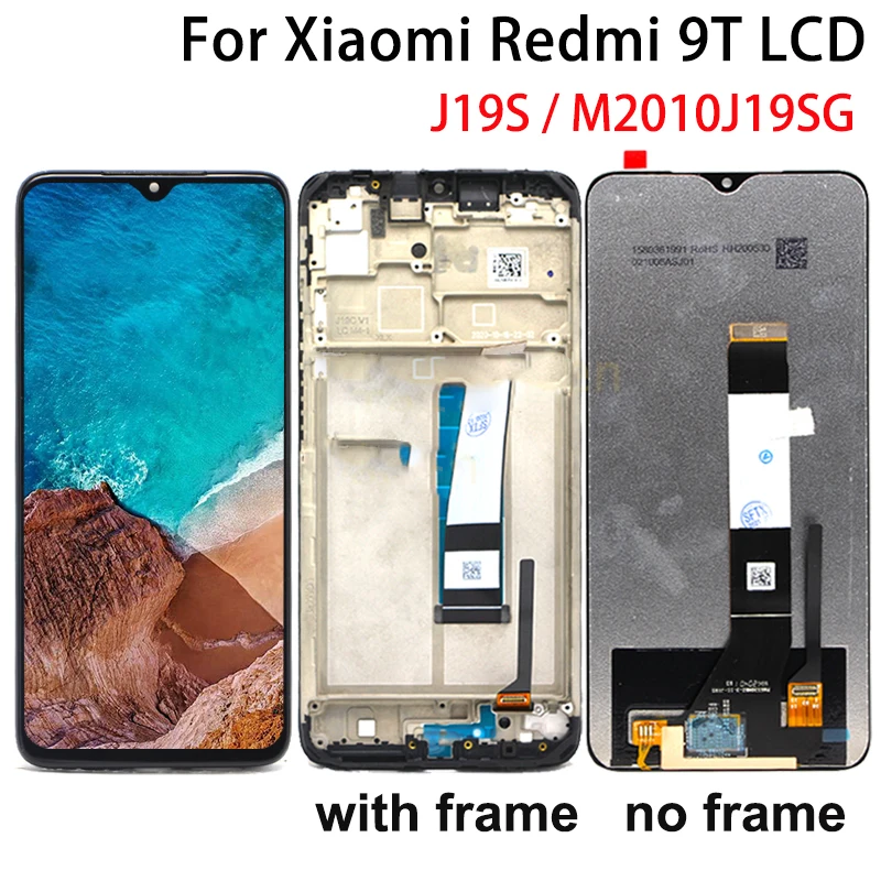 

ЖК-дисплей и сенсорная панель для Redmi 9T, дигитайзер в сборе с рамкой для Redmi 9T, J19S, M2010J19SG, Hongmi, лучший, оригинал