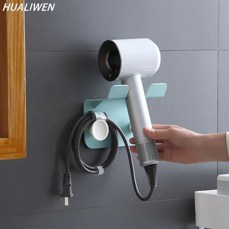 

Hair Dryer Rack Wall Mounted Bathroom Hairdryer Organizer Shelf With Hook For Washroom Storage Holder Storage Box Accessories