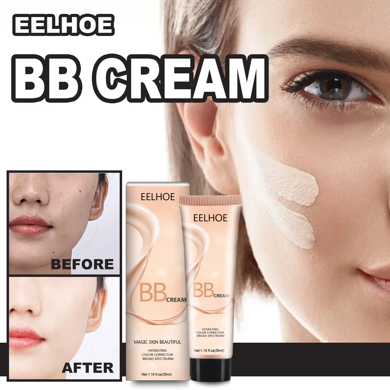 

Multi-effect BB Cream Moisture Moisturizing Concealer Oil Skin Dry Skin Light Cream Muscle Anti-Dry Nourishing Cream 35ml