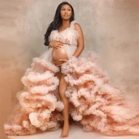 fluffy tulle maternity dress for photoshoot pregnancy gowns babyshower robes extra puffy african women maternity dress