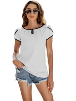womens short sleeve round neck solid pullover t shirt tops for summer